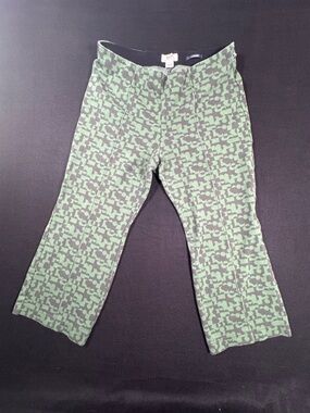 Anthropologie Green Patterned Cropped Pants Maeve the Margot
